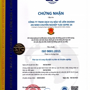 An Ninh Chuyên Nghiệp Yuki Sepre 24 đón nhận chứng nhận ISO 9001:2015